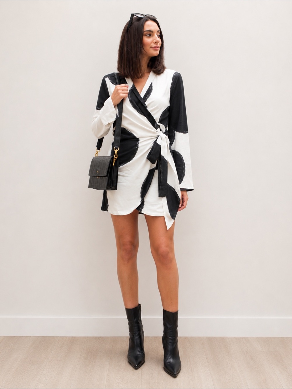 The Drop Women's Polka Dot Black & White Wrap Dress by Paige Desorbo Influencer
